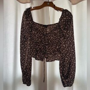 Floral Long Sleeve Crop Top